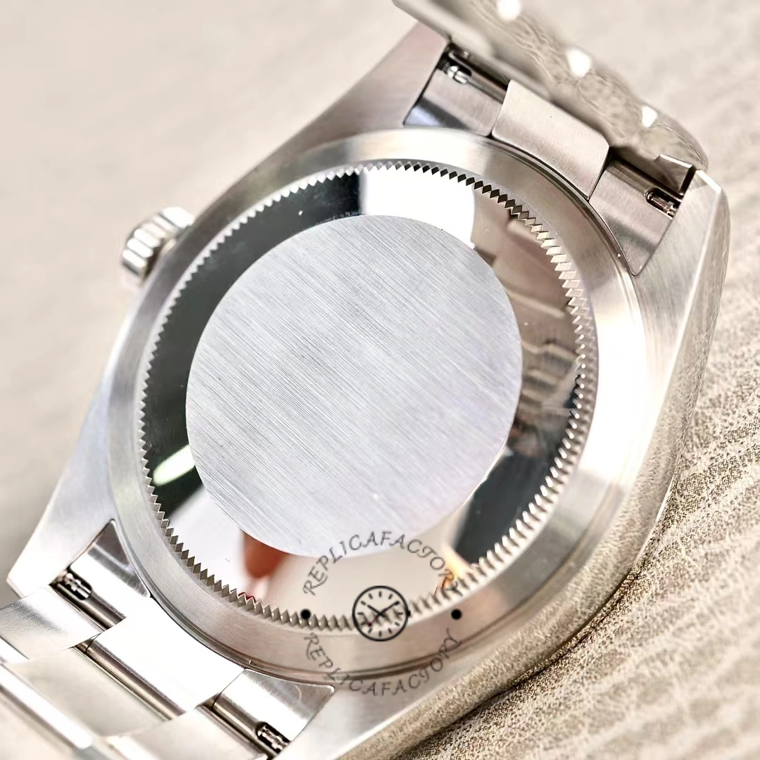 Case back view of Rolex Sky-Dweller 336934 with solid steel back.
