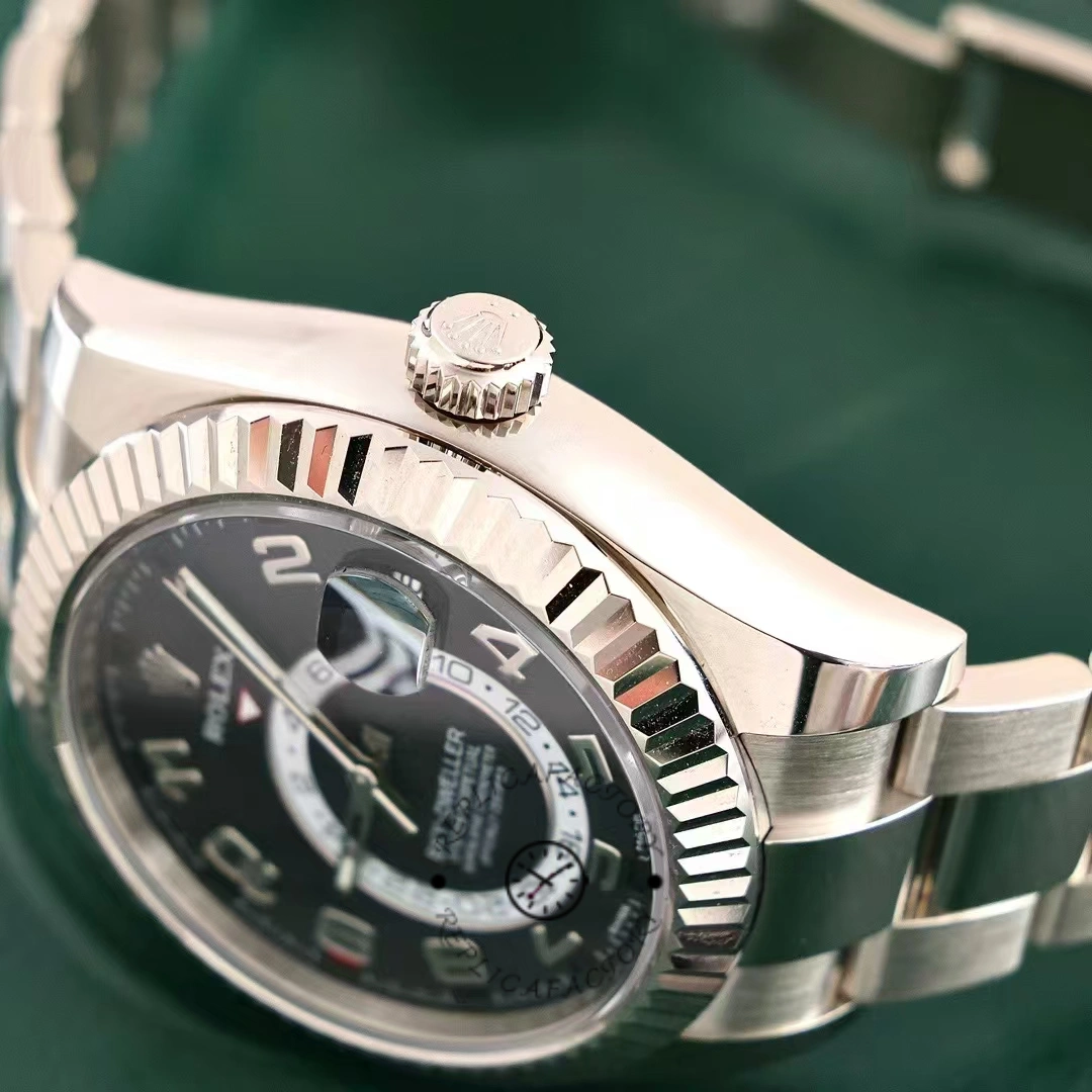 Rolex Sky-Dweller 326939 Fluted Bezel Black Dial 42MM Mens Replica Watch