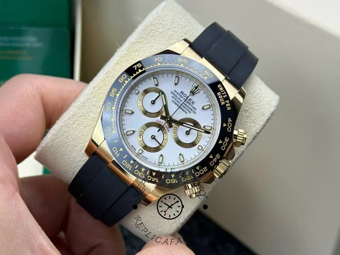 Rolex Cosmograph Daytona 116518LN White Dial Black Rubber Strap 40mm Mens Replica Watch