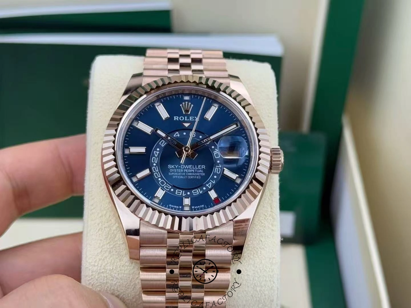 Top replica Rolex Sky-Dweller 336935 blue-green dial