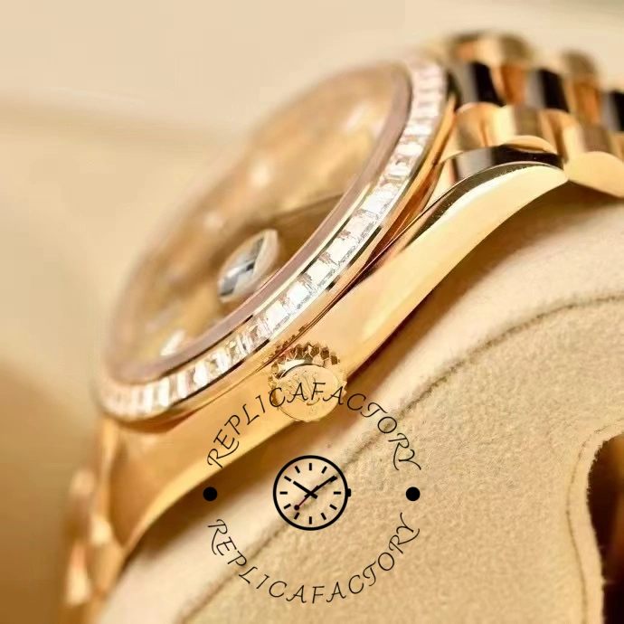 Rolex Day-Date 228398TBR Champagne Diamond Dial Diamond Bezel 40mm Mens Replica Watch