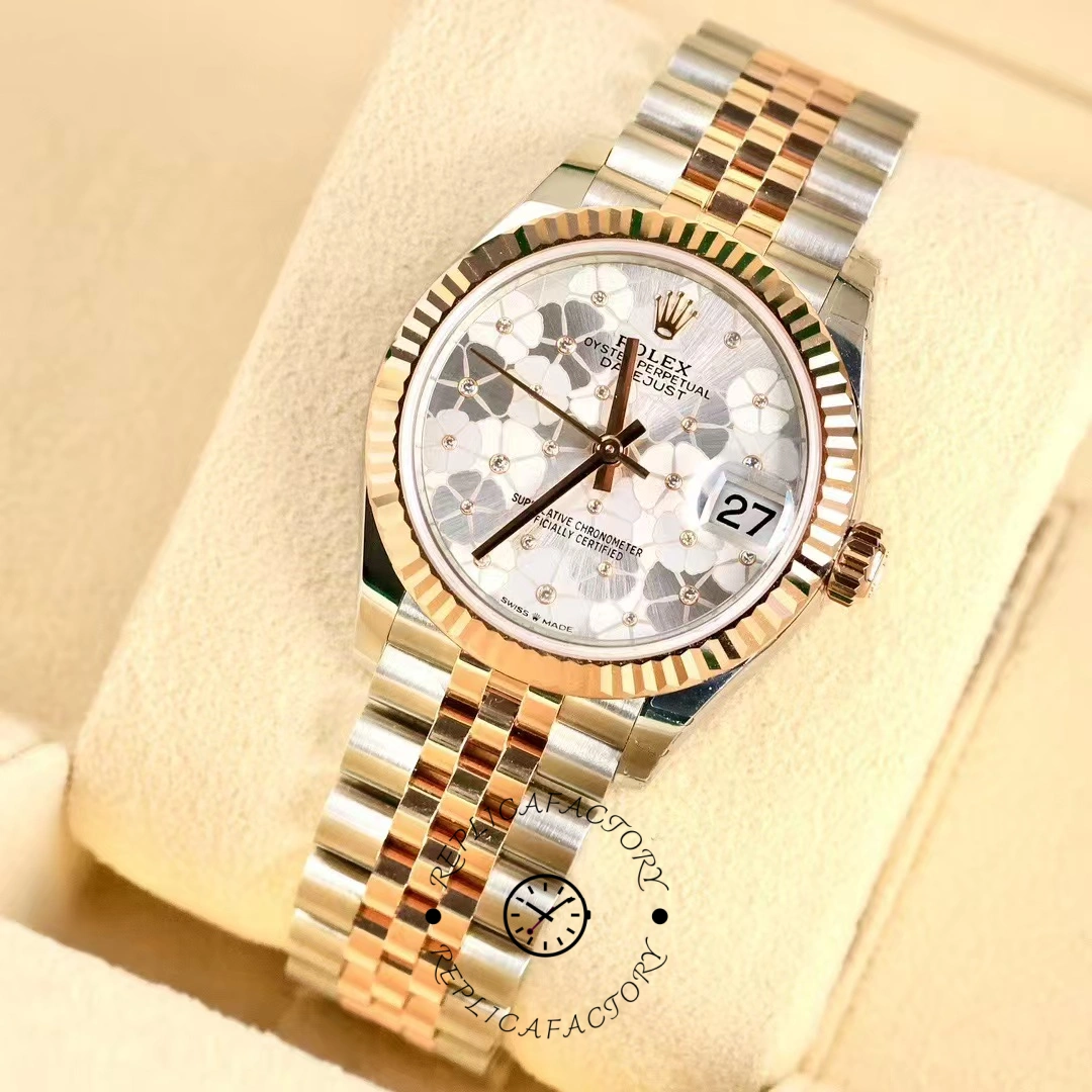 Rolex Datejust 31mm Rose Gold 278271 Silver Floral Jubilee Women's Watch