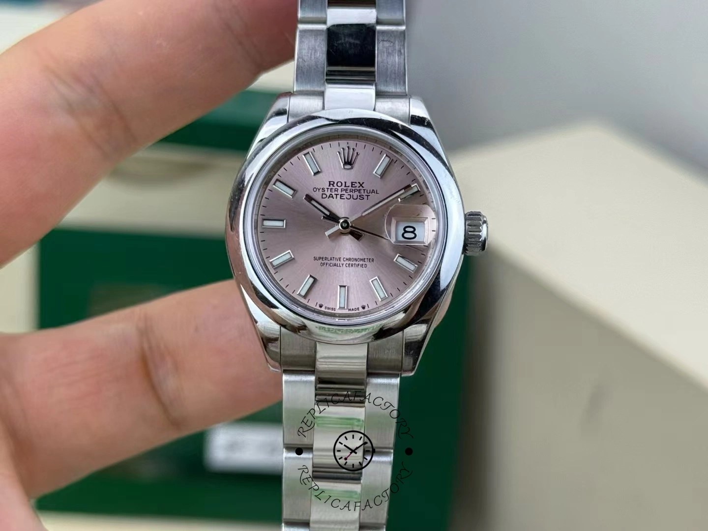 Rolex Datejust 179160 Pink Index Dial Domed Bezel 26MM Lady Replica Watch