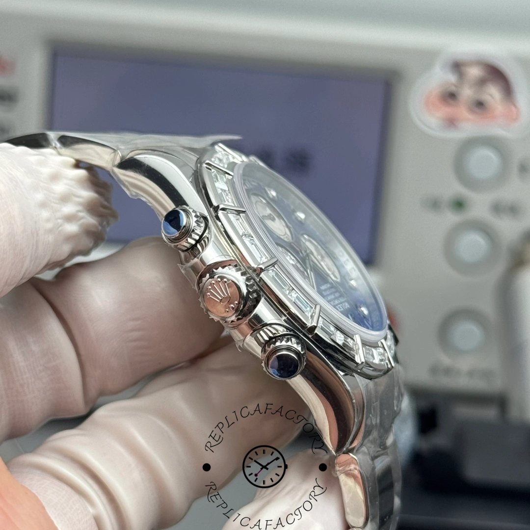 Rolex Daytona 116589BR, close side view highlighting crown guards and case curvature.