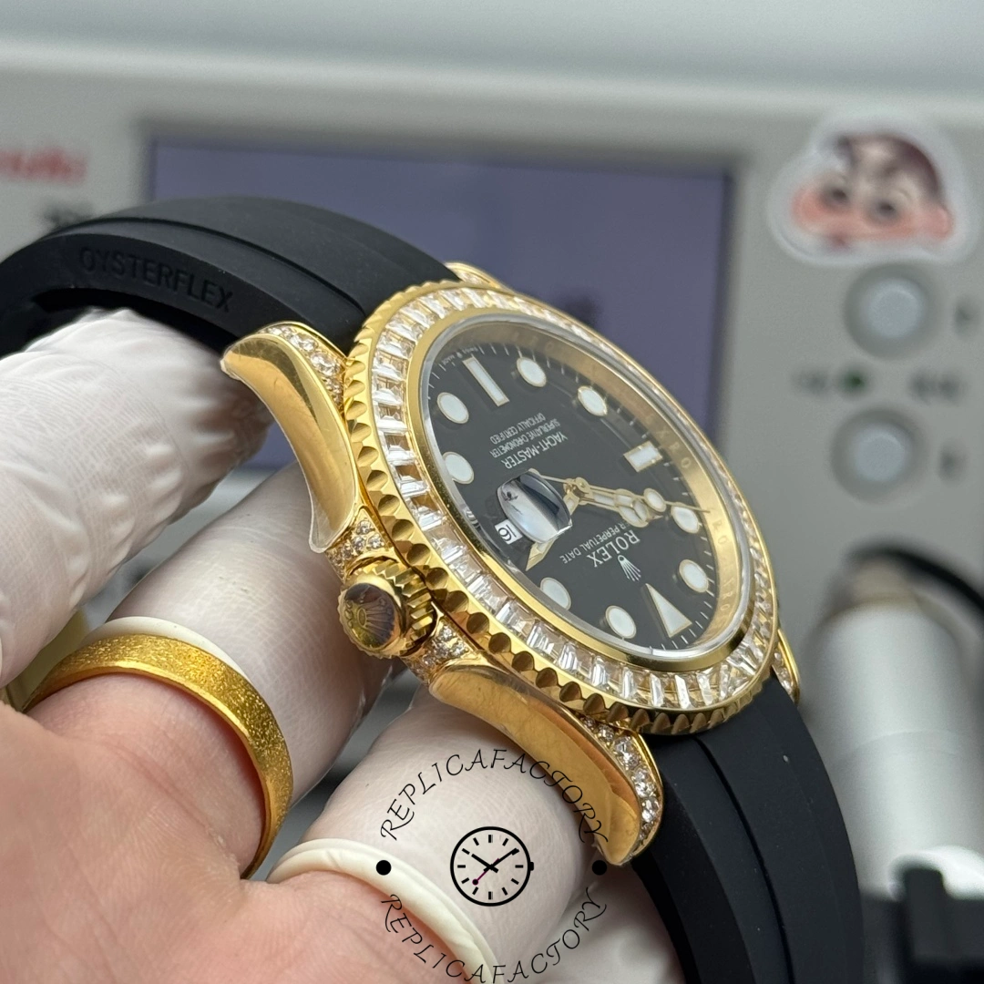 Rolex Yacht-Master 42 226668TBR-0002, side angle showing diamond bezel height and case profile.