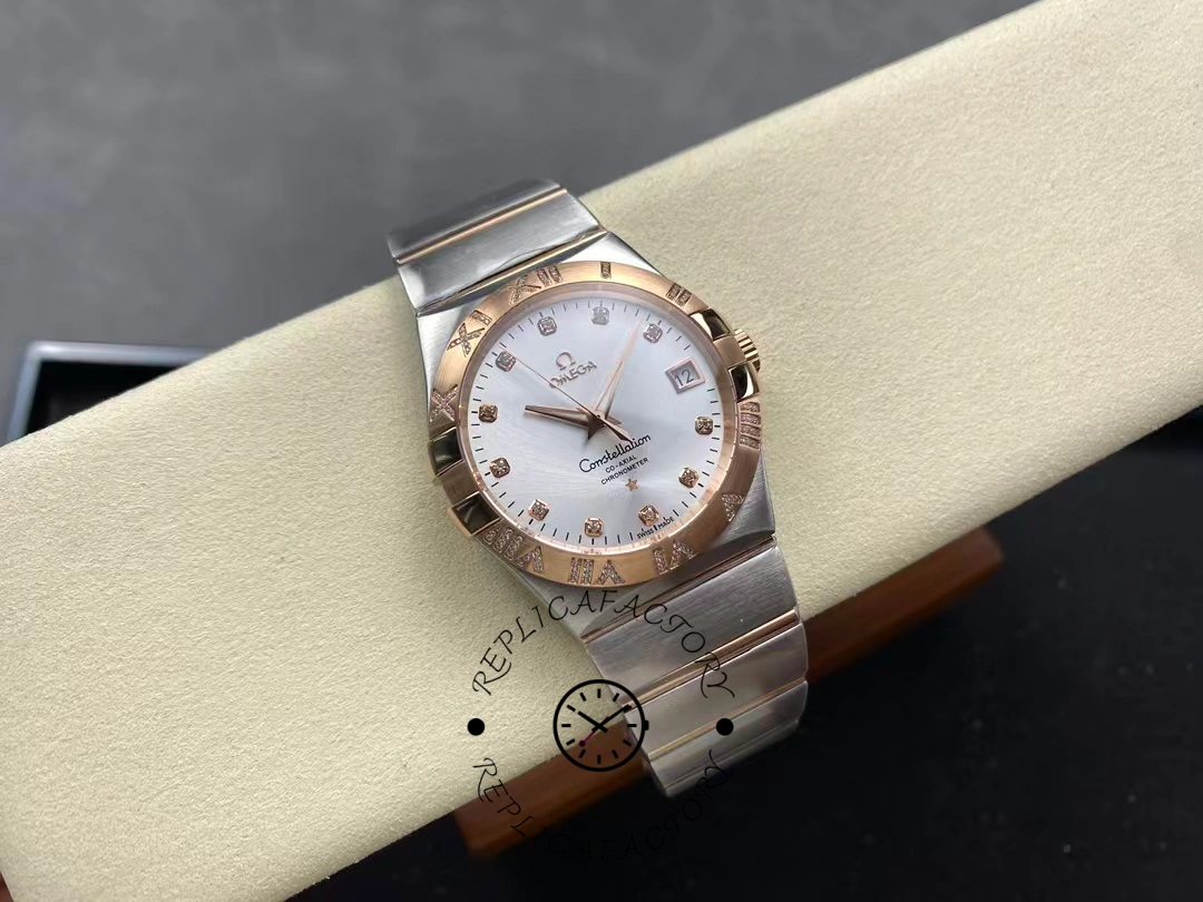 Omega Constellation Co-Axial 38 mm 123.25.38.21.52.003 Silver Replica Dial