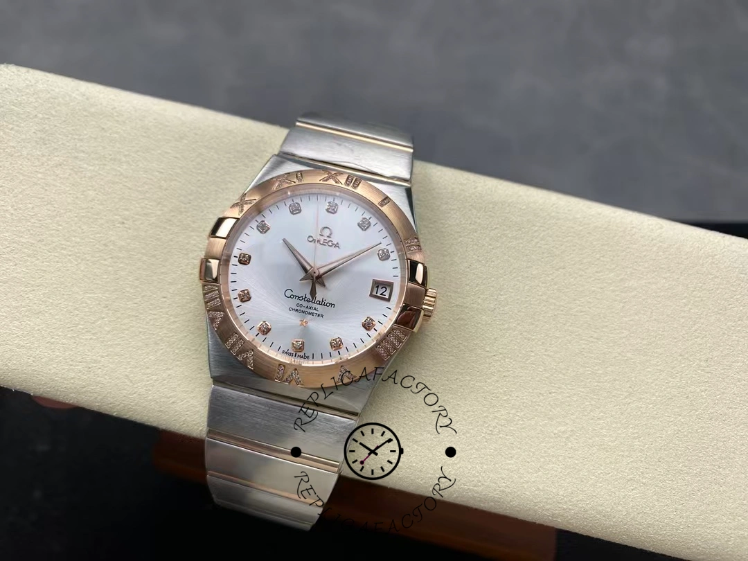 Omega Constellation Co-Axial 38 mm 123.25.38.21.52.003 Silver Replica Dial