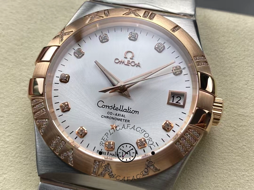 Omega Constellation Co-Axial 38 mm 123.25.38.21.52.003 Silver Replica Dial