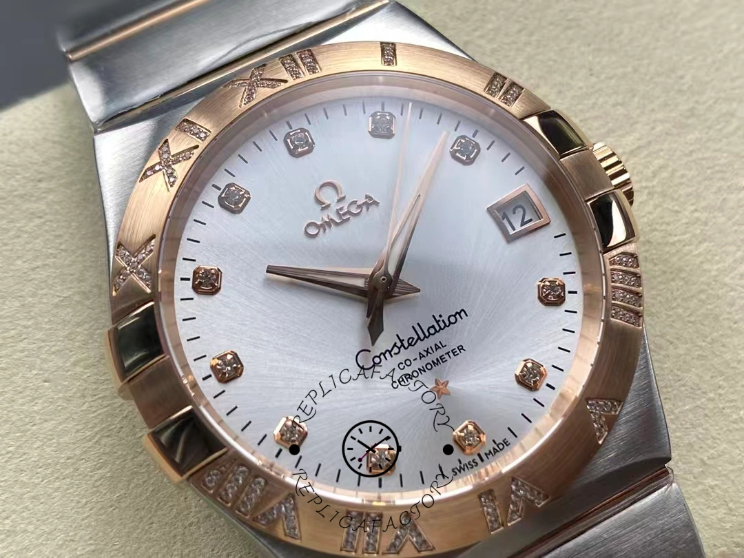 Omega Constellation Co-Axial 38 mm 123.25.38.21.52.003 Silver Replica Dial