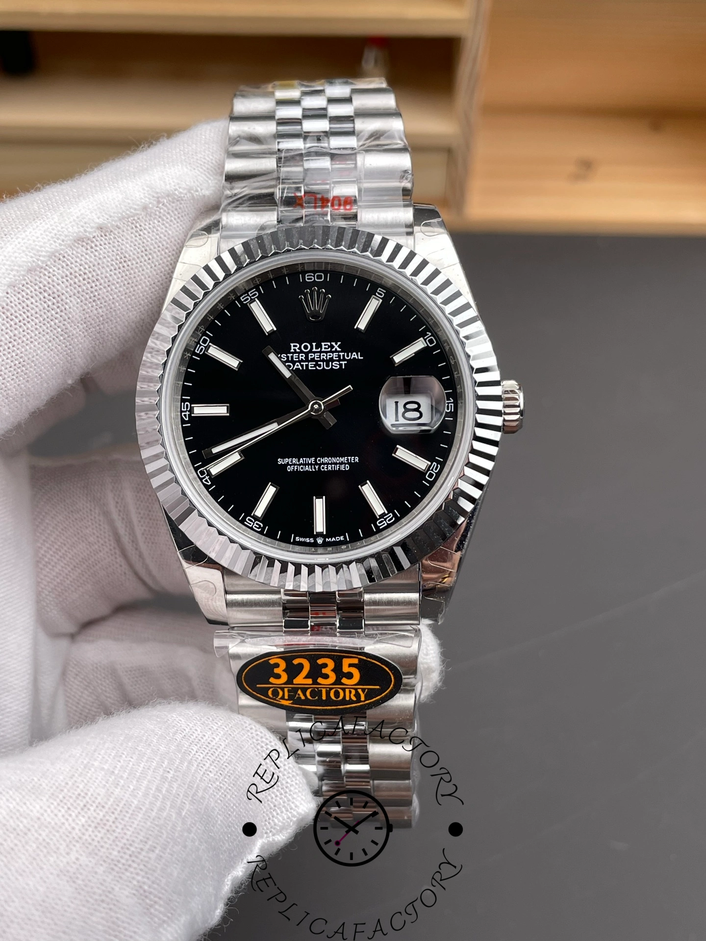 Rolex Datejust 41mm Stainless Steel 126334 0018 Black Index Jubilee