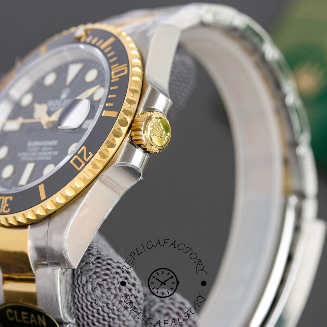 Rolex Submariner 126613LN 0002 crown-side close-up, crown guards and case curve detail.
