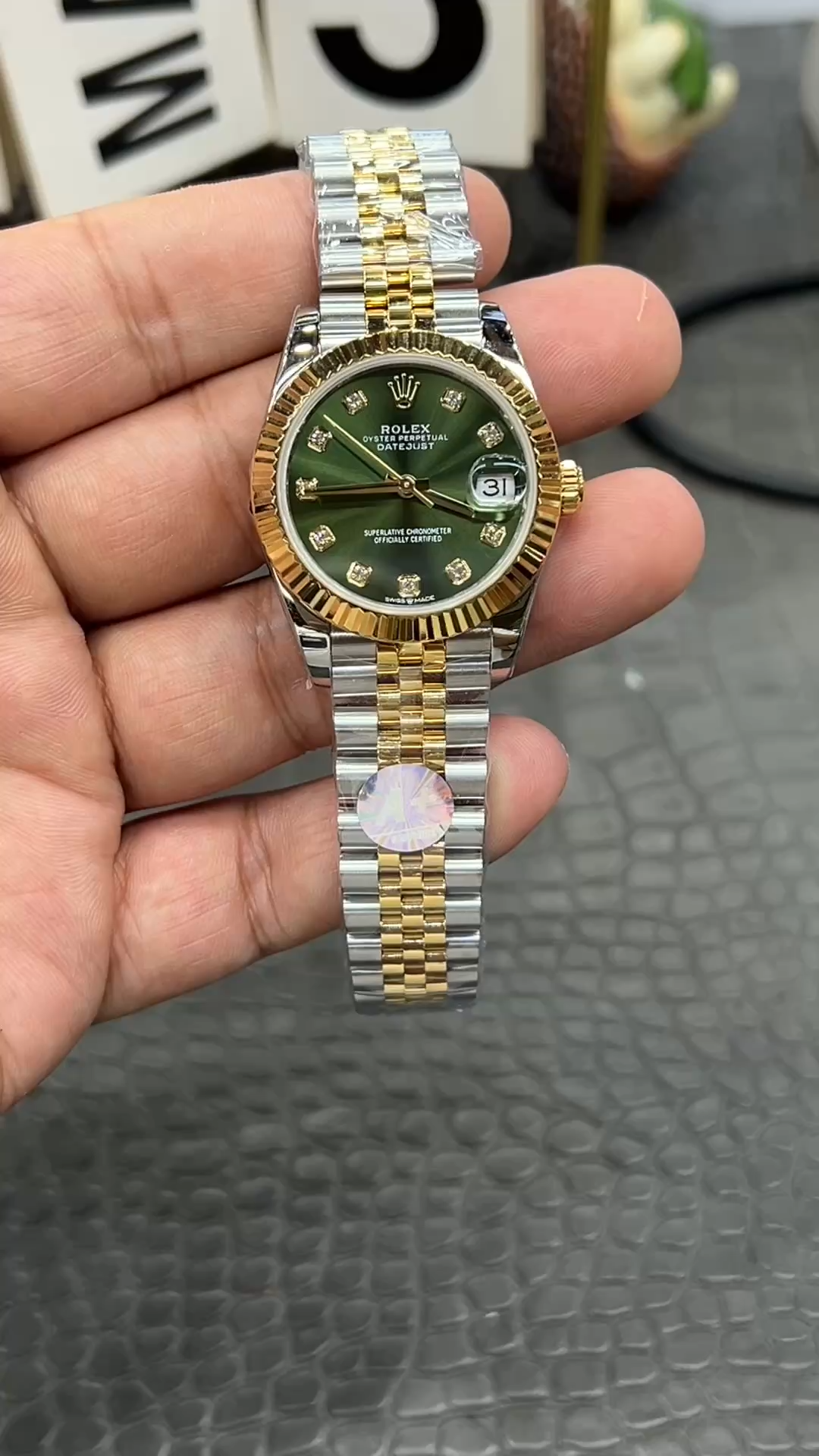 Rolex Datejust 31mm Stainless Steel and Yellow Gold 278273 0030 Green Jubilee