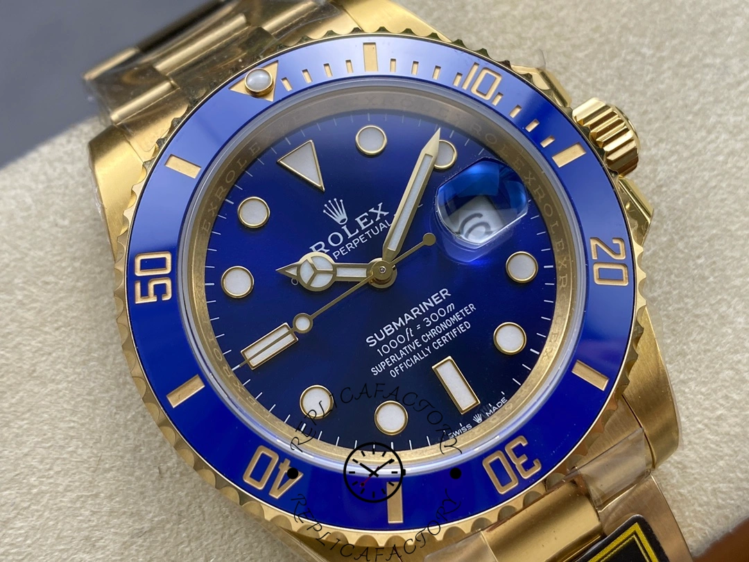 Rolex Submariner 126618LB, dial close-up showing blue face and luminous markers.