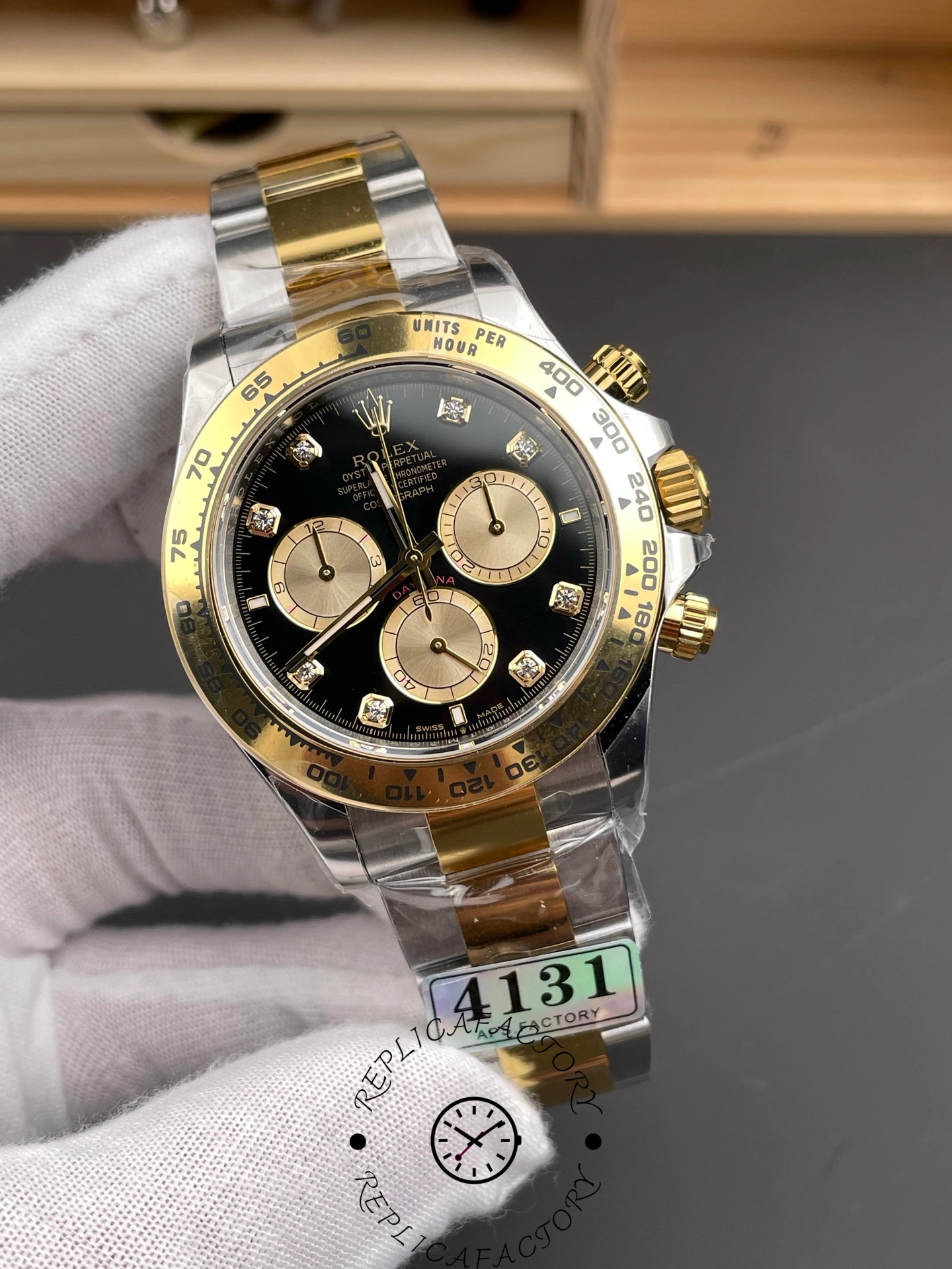Rolex Two Tone Daytona 126503 0002 Black Diamond Replica Watch