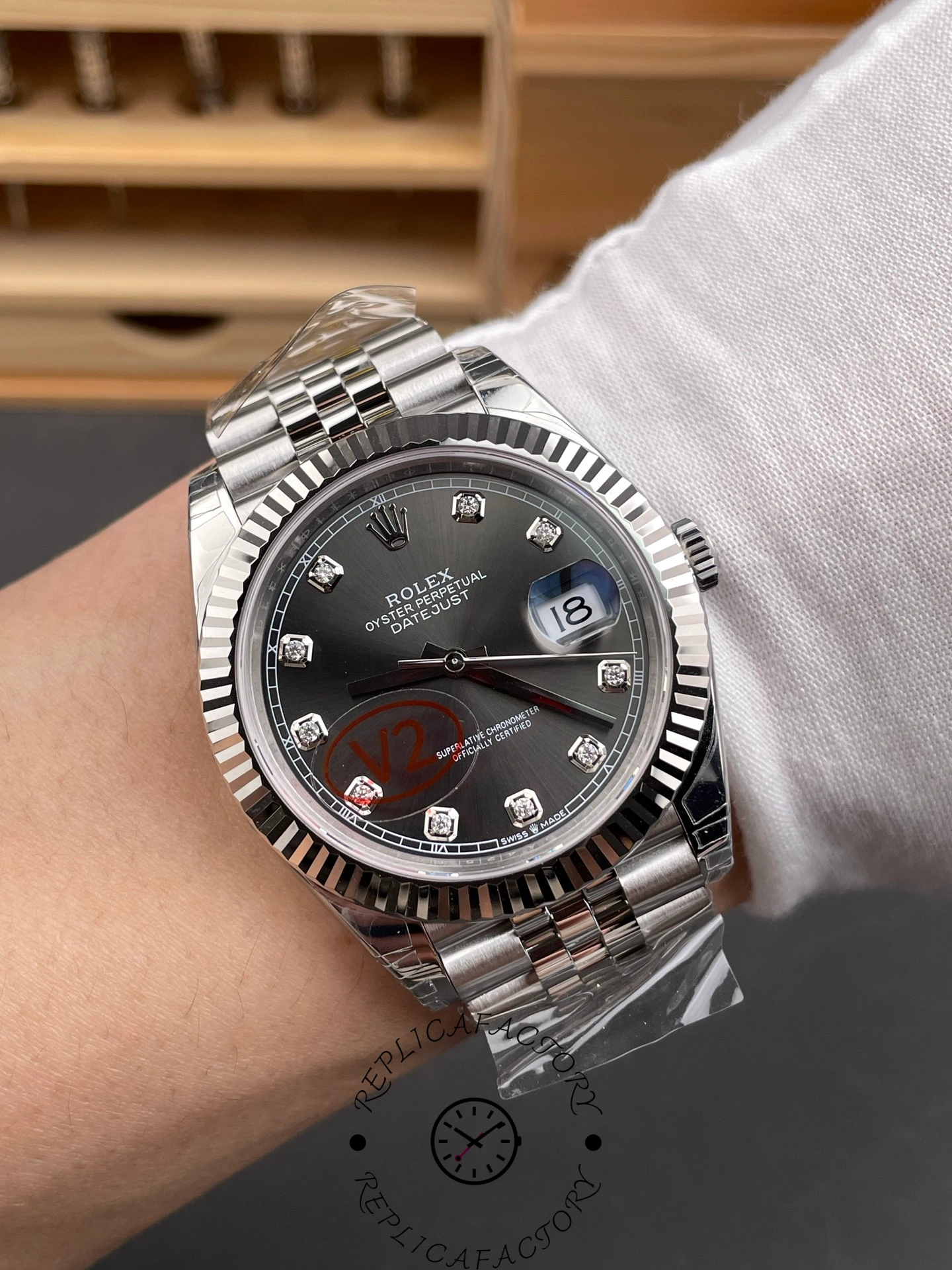 Rolex Datejust 41mm Black Diamond Dial White Rolesor Case m126334 0012 Men's Watch