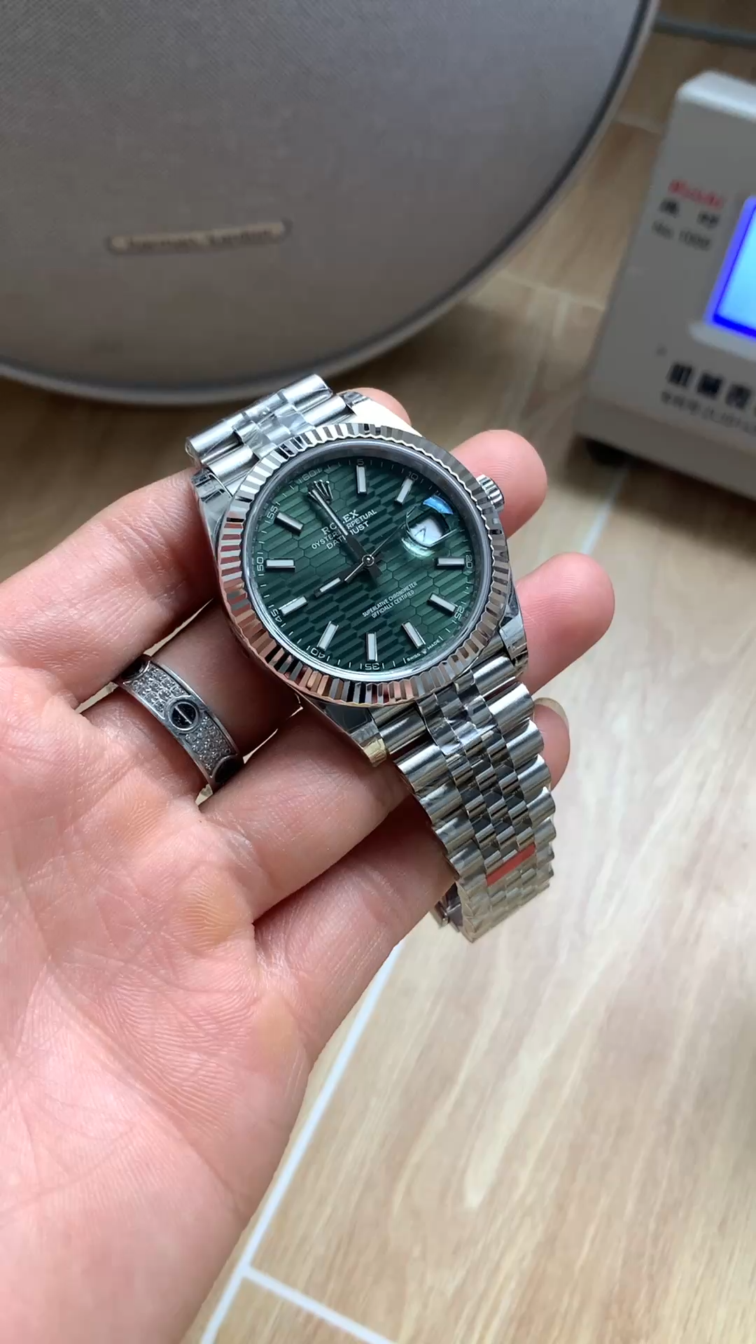 Rolex Datejust 41mm Stainless Steel 126334 0030 Mint Green Dial Fluted Jubilee