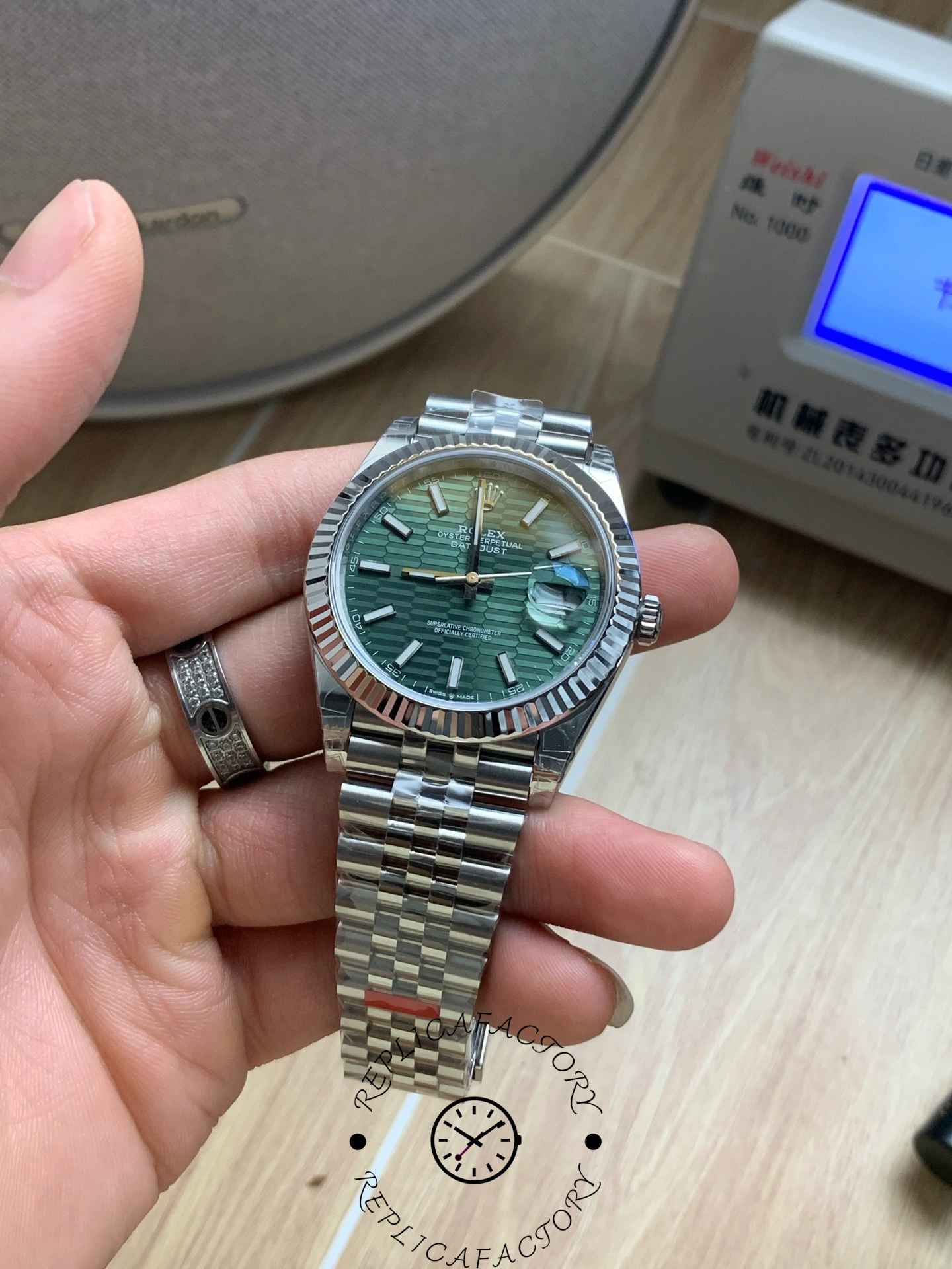 Rolex Datejust 41mm Stainless Steel 126334 0030 Mint Green Dial Fluted Jubilee