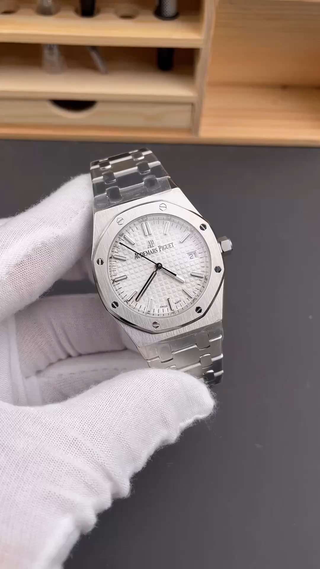 AP 77350ST.OO.1261ST.01 Royal Oak Replica Automatic 34mm Silve Dial