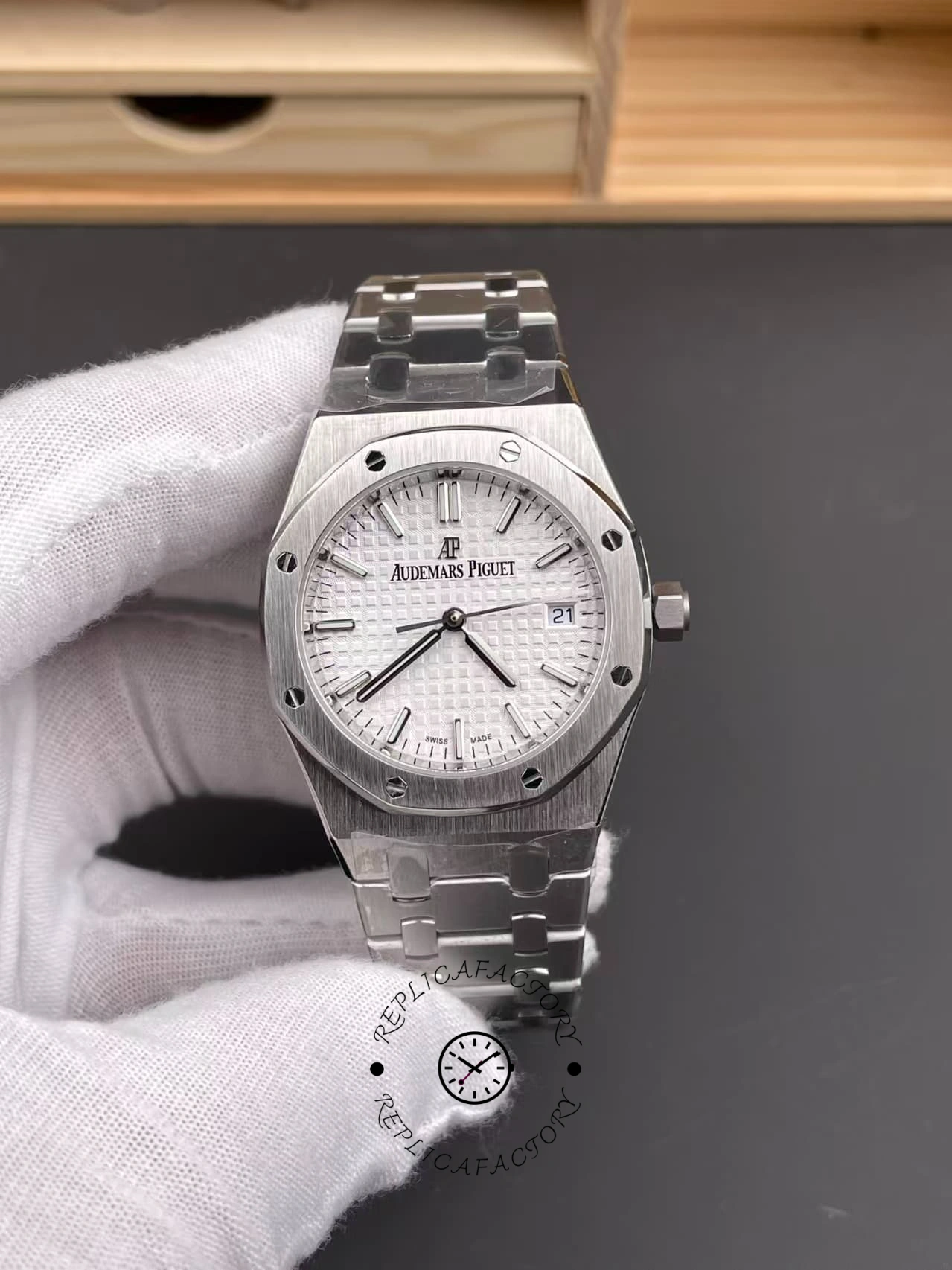 AP 77350ST.OO.1261ST.01 Royal Oak Replica Automatic 34mm Silve Dial