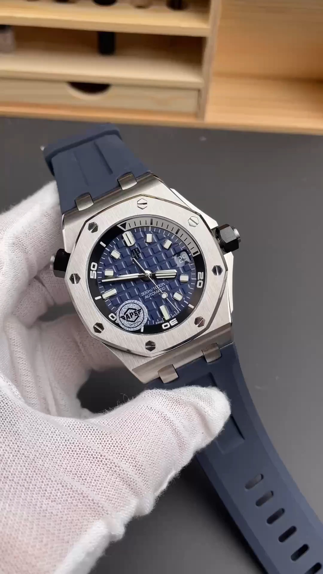 Replica AP Royal Oak Offshore Diver 15720ST.OO.A027CA.01 Blue Rubber Strap