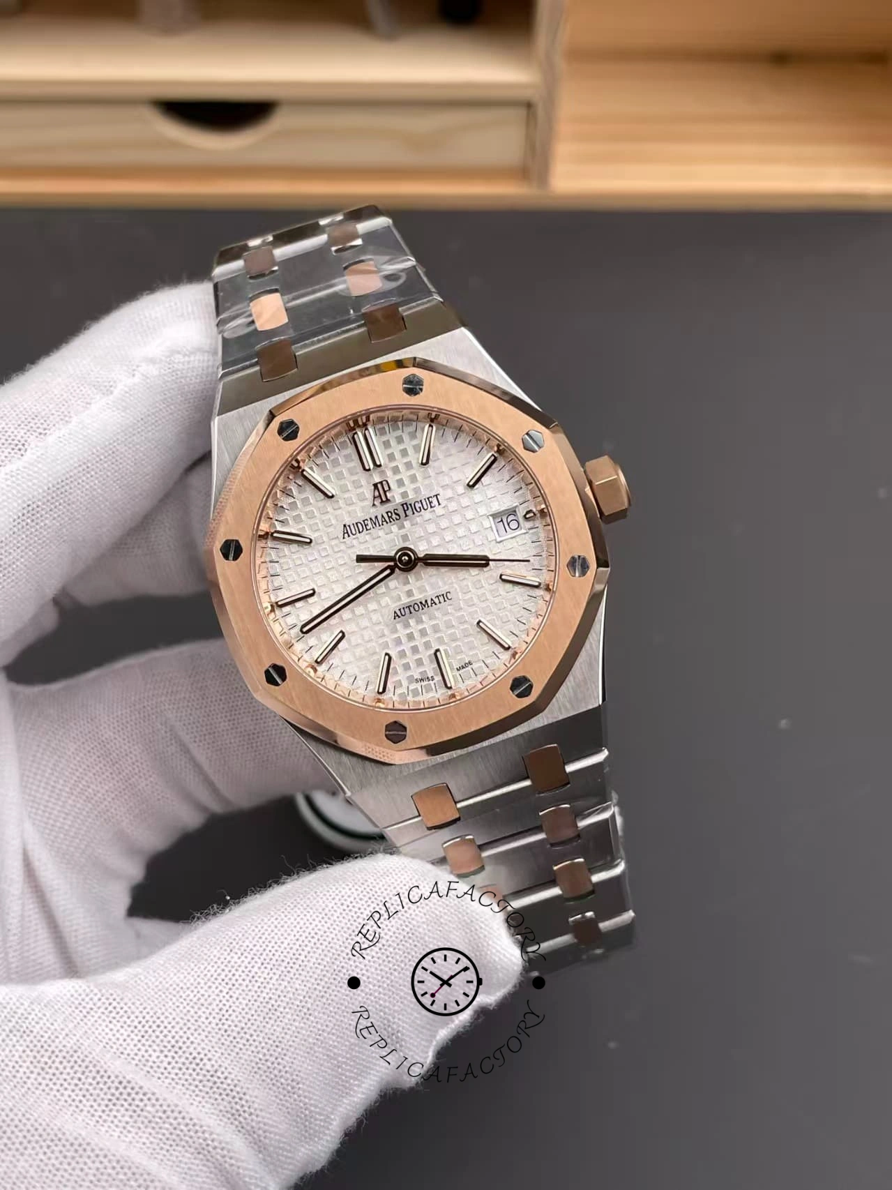 AP Royal Oak 37mm Two-Tone 15450SR.OO.1256SR.01 1:1 Clone Women's Watch