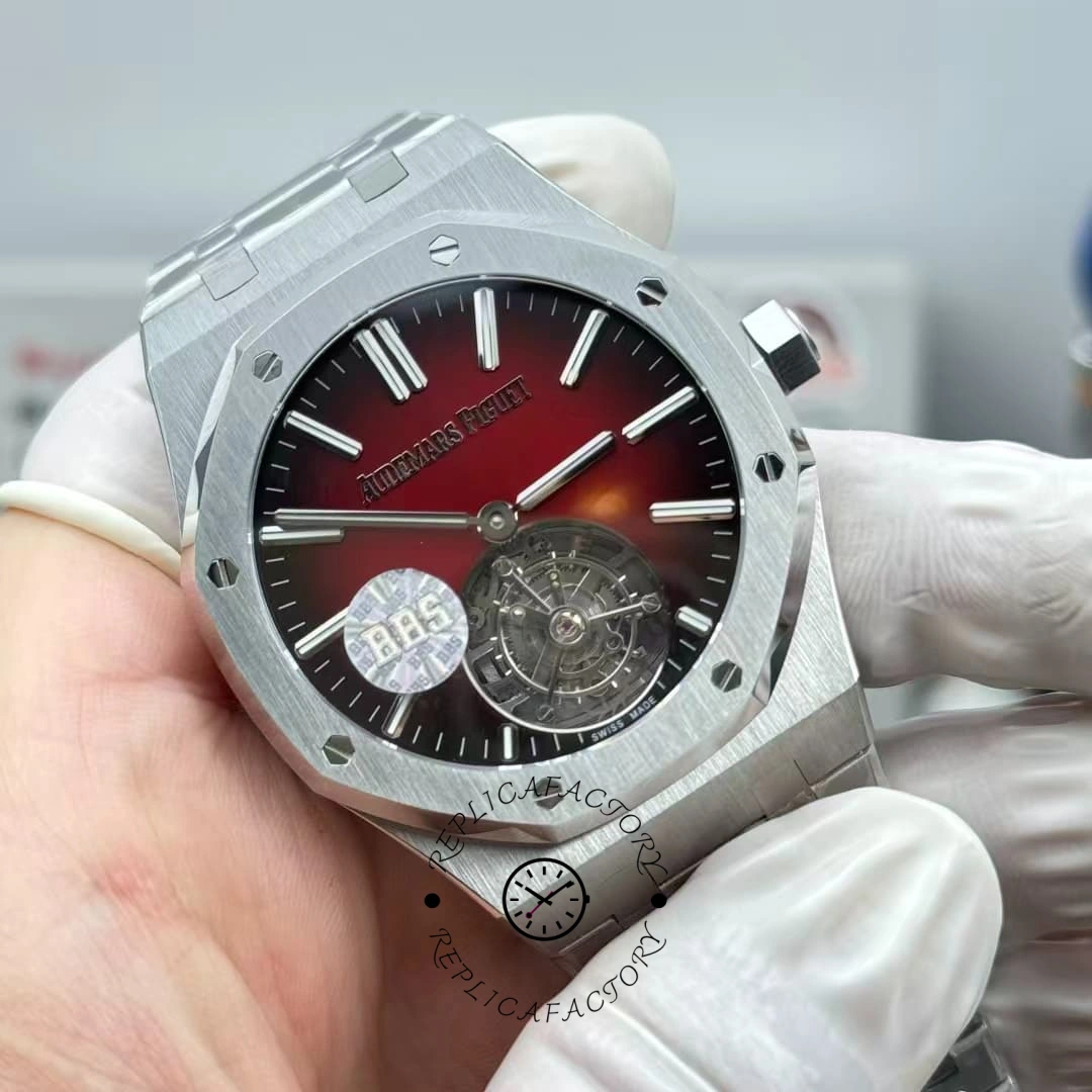 AP Royal Oak Flying Tourbillon 26730ST.OO.1320ST.05 Wine Red Dial Replica