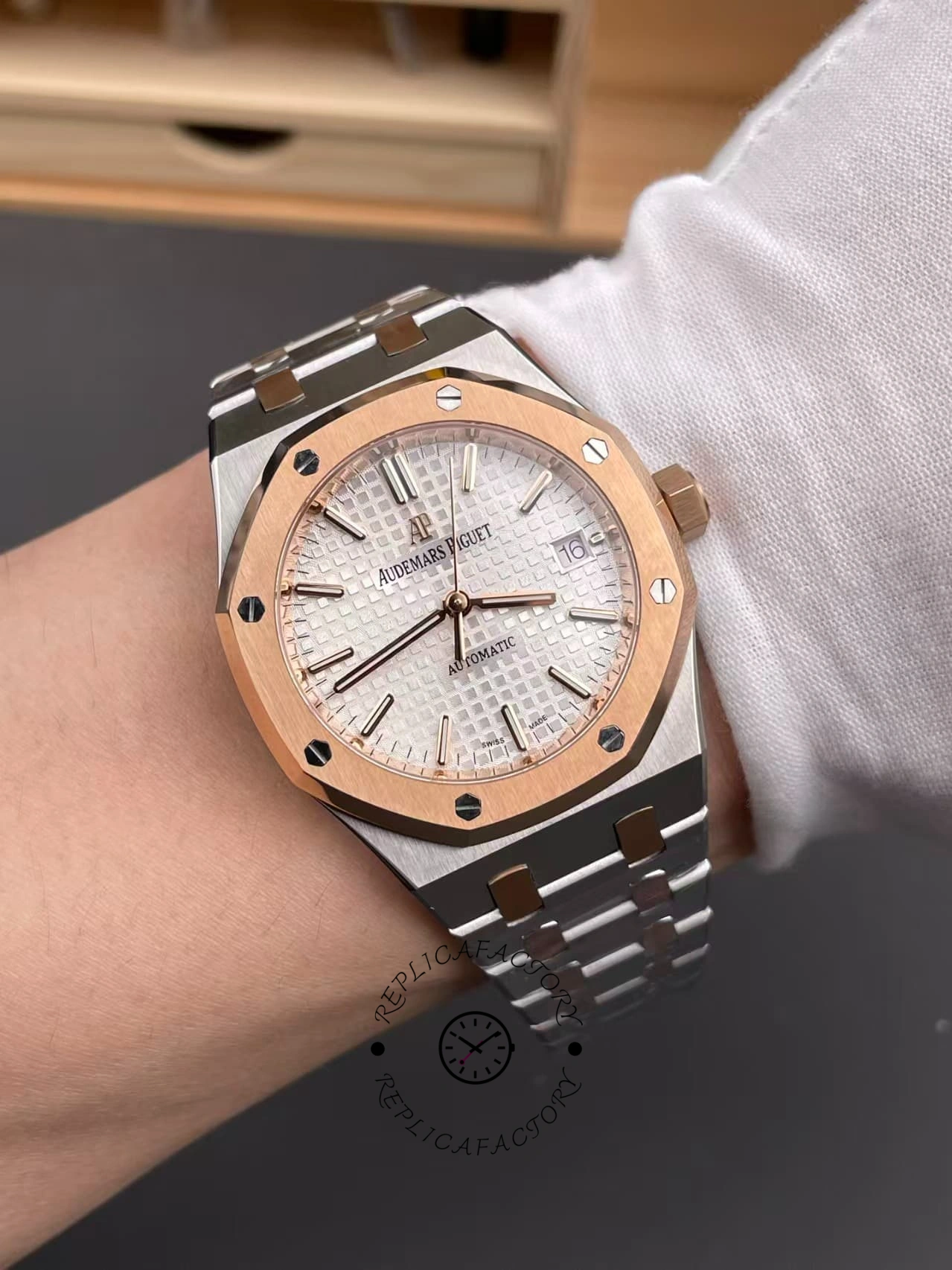 AP Royal Oak 37mm Two-Tone 15450SR.OO.1256SR.01 1:1 Clone Women's Watch