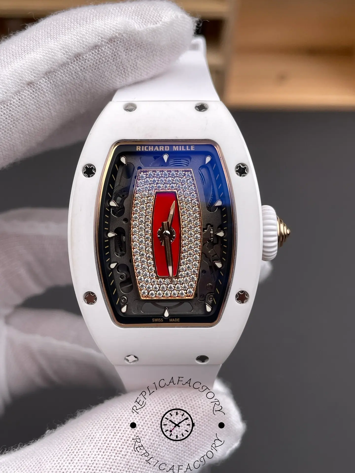 1:1 Clone Richard Mille RM 07 RM07-01 White Gold Skeletonized