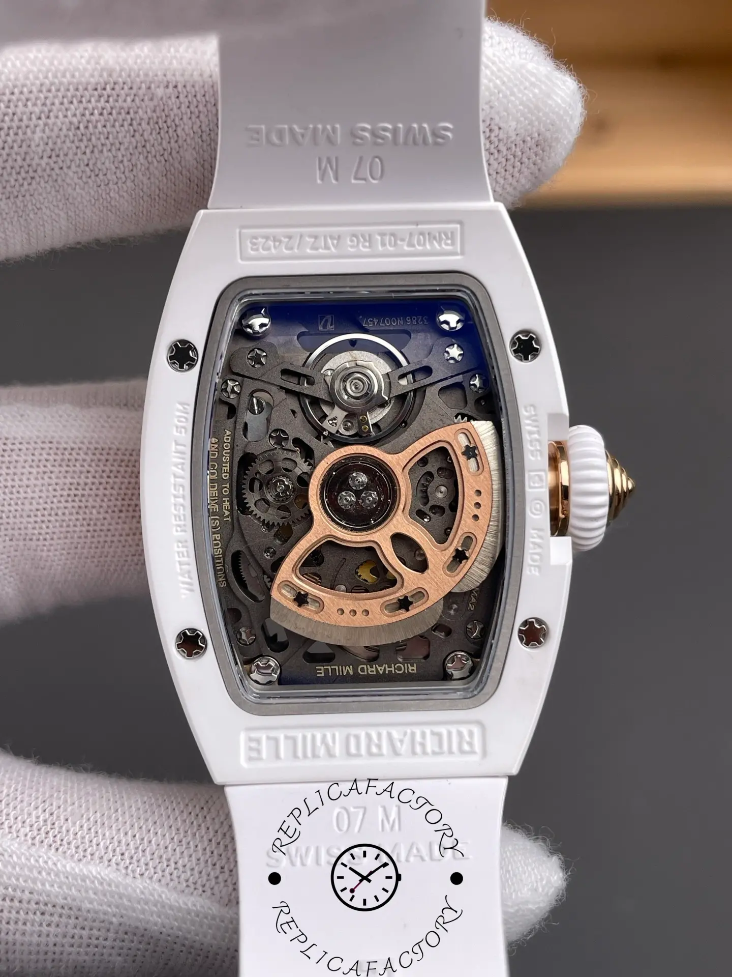1:1 Clone Richard Mille RM 07 RM07-01 White Gold Skeletonized