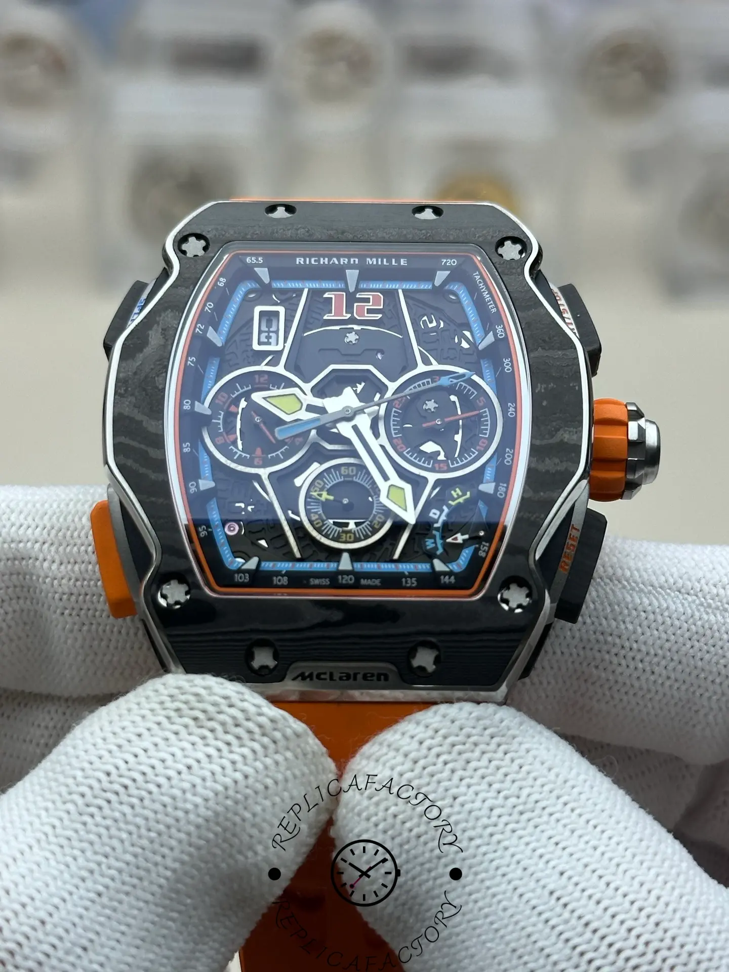 Replica Richard Mille RM 65 01 Automatic Split Seconds Orange Strap