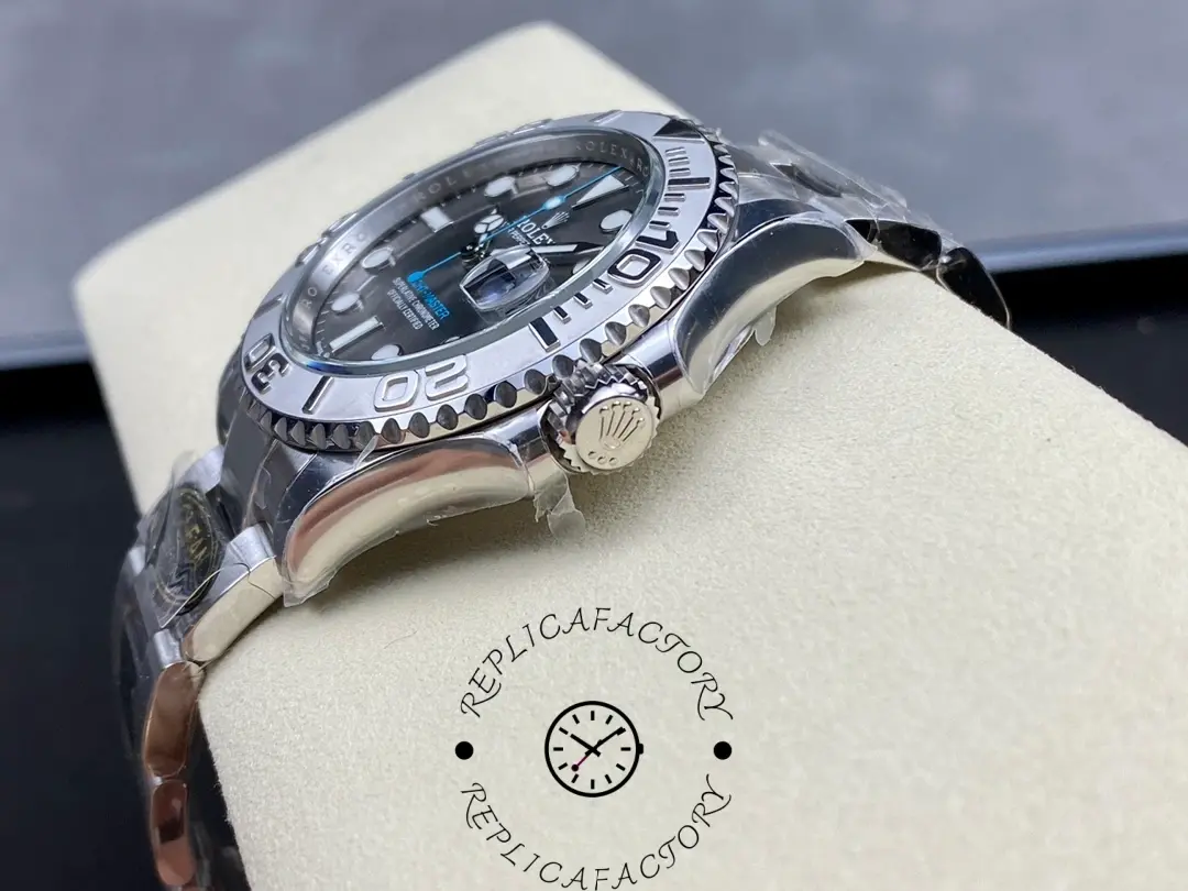 Crown-side view of the Rolex Yacht-Master 126622 showing crown guards and case side.