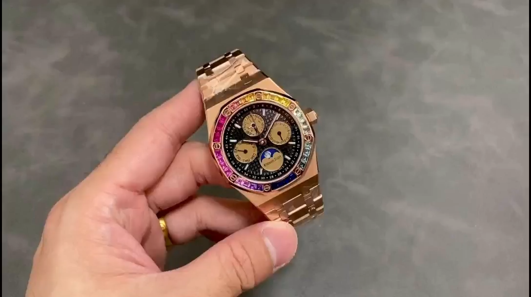 AP 26614OR.YY.1220OR.01 Royal Oak Rainbow Perpetual Calendar Replica Rose Gold Watch