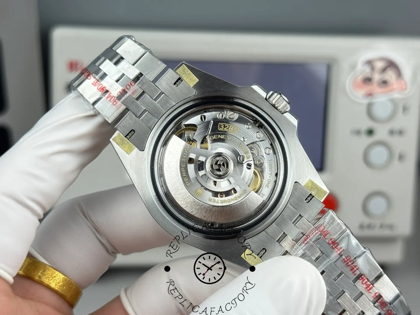 Caseback/movement view of Rolex GMT-Master II 126710 showing rotor with open-back display.