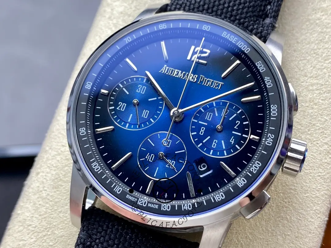 AP CODE 11.59 Smoked Blue Dial 1:1 Clone 26393BC.OO.A002KB.01 Nylon Strap