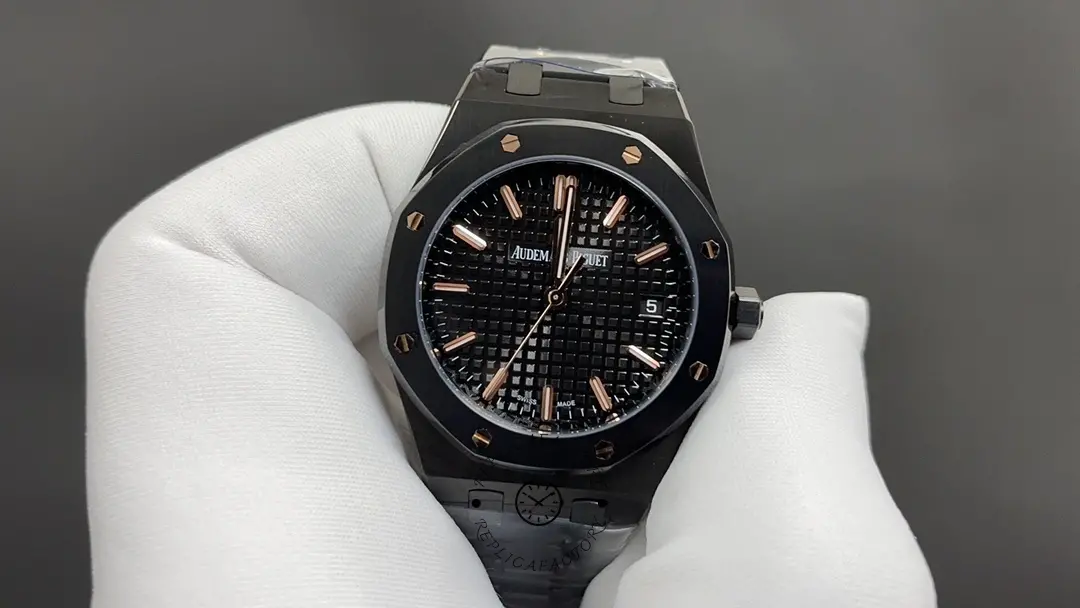 AP Royal Oak 77350CE.OO.1266CE.03.A Selfwinding 34 Replica Black Ceramic Bracelet