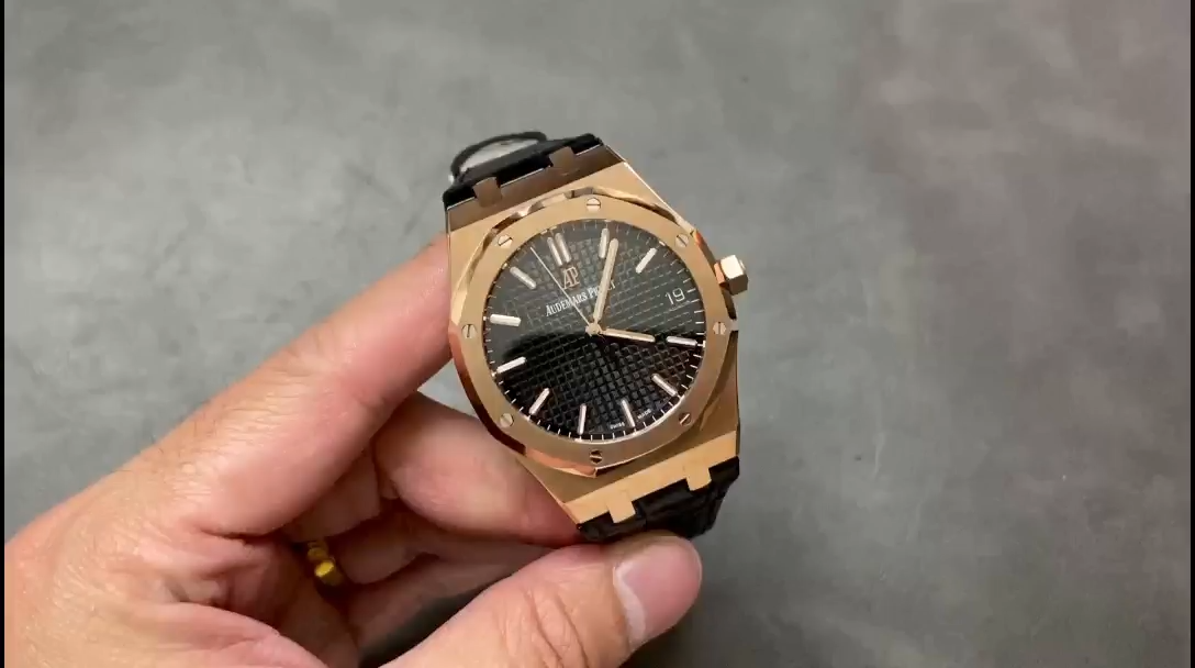 AP Royal Oak 41 Black Alligator Strap Replica 15500OR.OO.D002CR.01 Automatic
