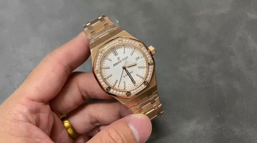 AP Replica Royal Oak 37 Rose Gold 15451OR.ZZ.1256OR.01 Diamond-Set