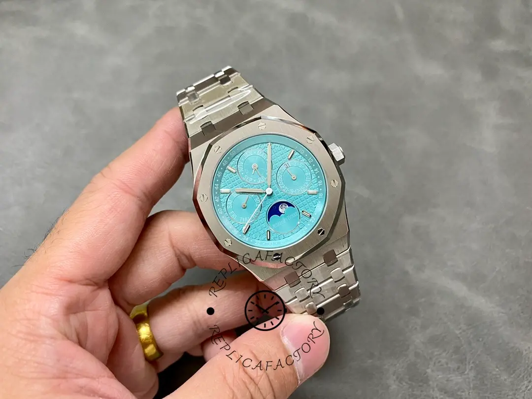 AP 1:1 Clone Royal Oak Perpetual Calendar 26613ST.OO.1220ST.01 Turquoise Blue Dial