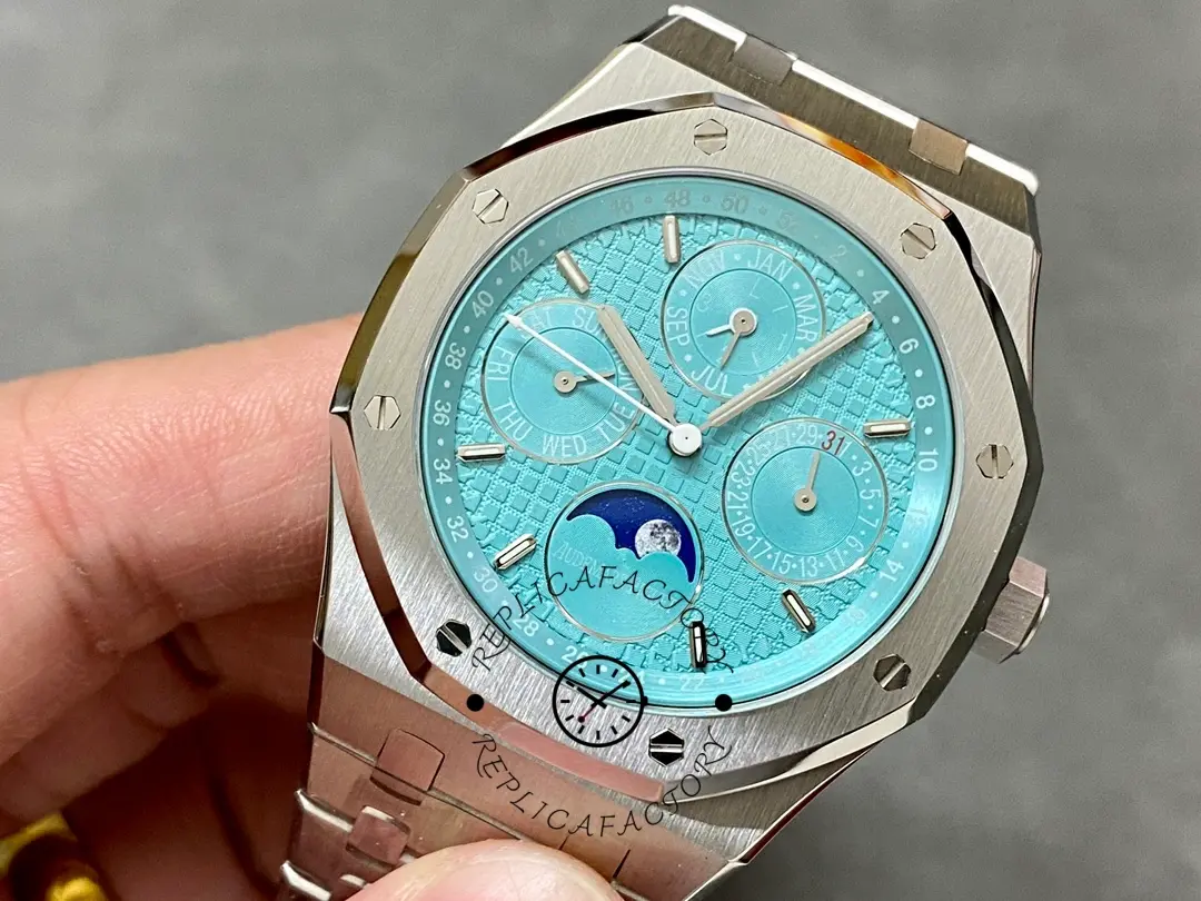 AP 1:1 Clone Royal Oak Perpetual Calendar 26613ST.OO.1220ST.01 Turquoise Blue Dial