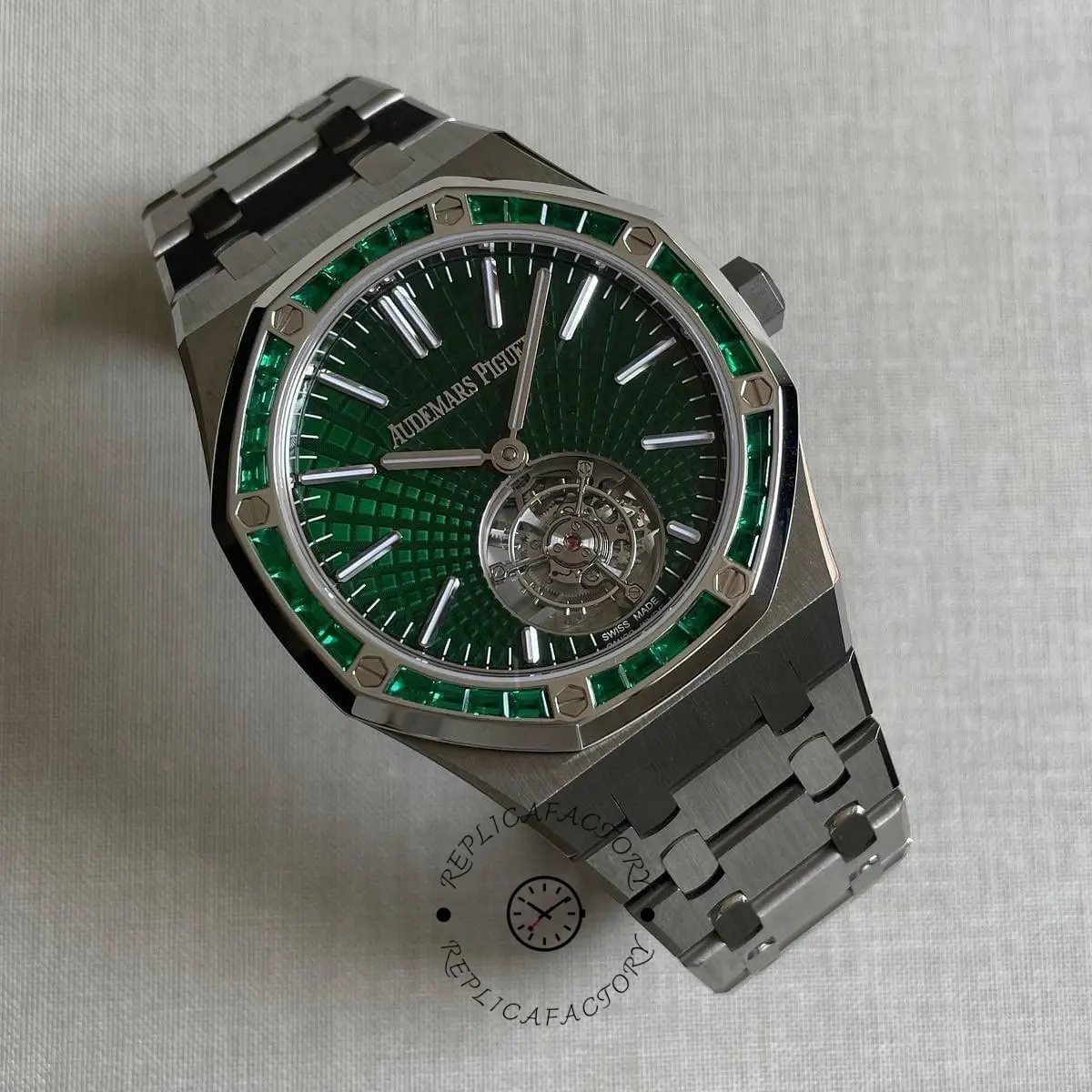AP Royal Oak Flying Tourbillon 26532IC.EE.1220TI.01 1:1 Clone Titanium Emerald Bezel