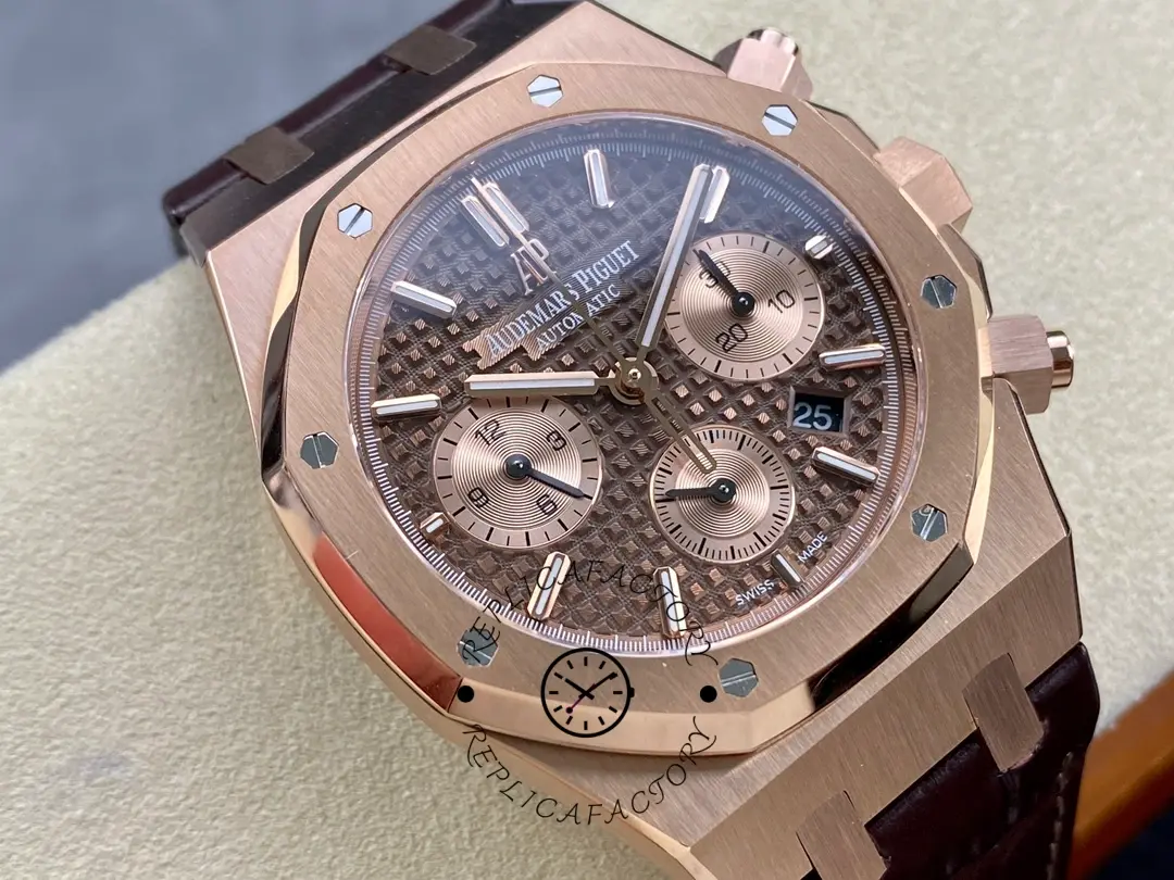 AP Royal Oak Chronograph 41 Brown Alligator Strap 26331OR.OO.D821CR.01 1:1 Clone