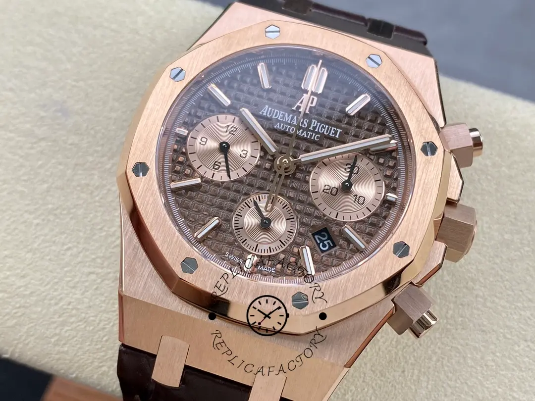 AP Royal Oak Chronograph 41 Brown Alligator Strap 26331OR.OO.D821CR.01 1:1 Clone