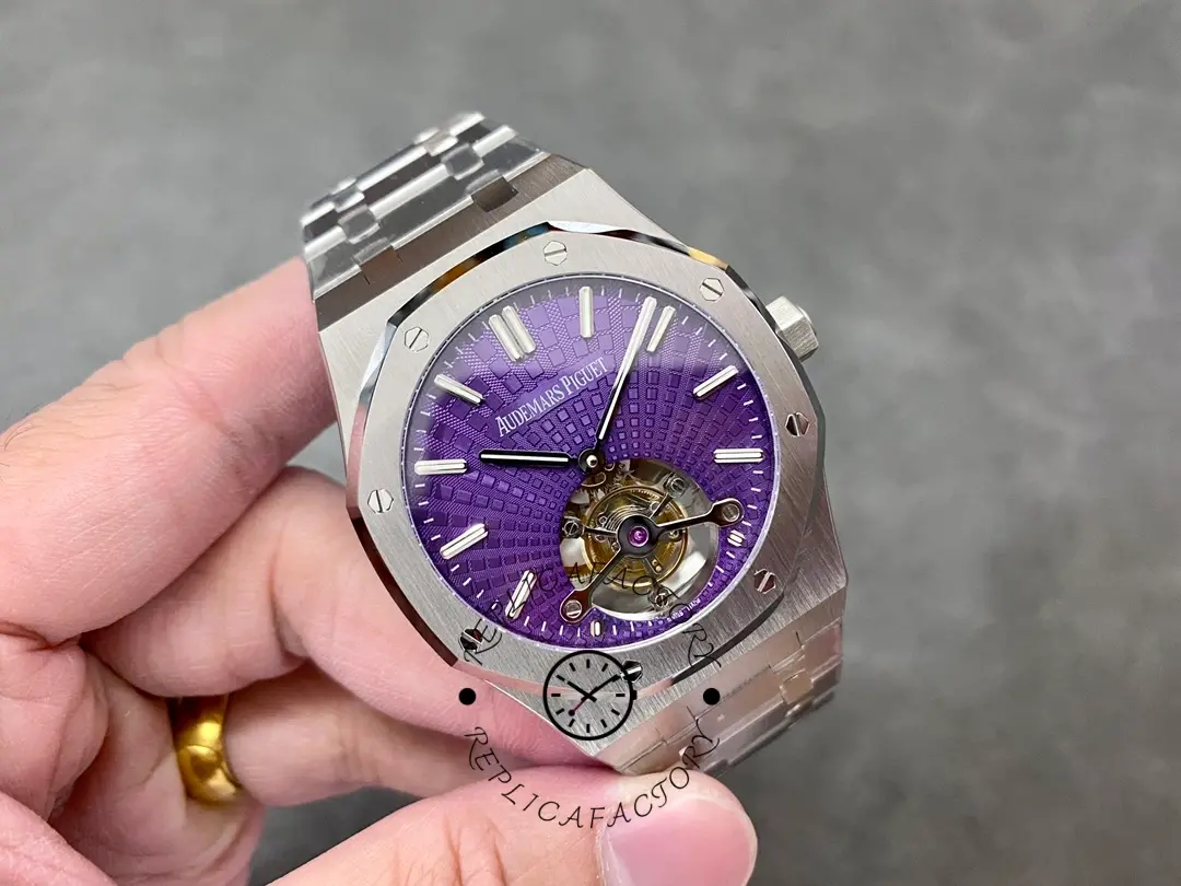 1:1 Clone AP Royal Oak Tourbillon Extra-Thin 41 Purple Dial 26522ST.OO.1220ST.01
