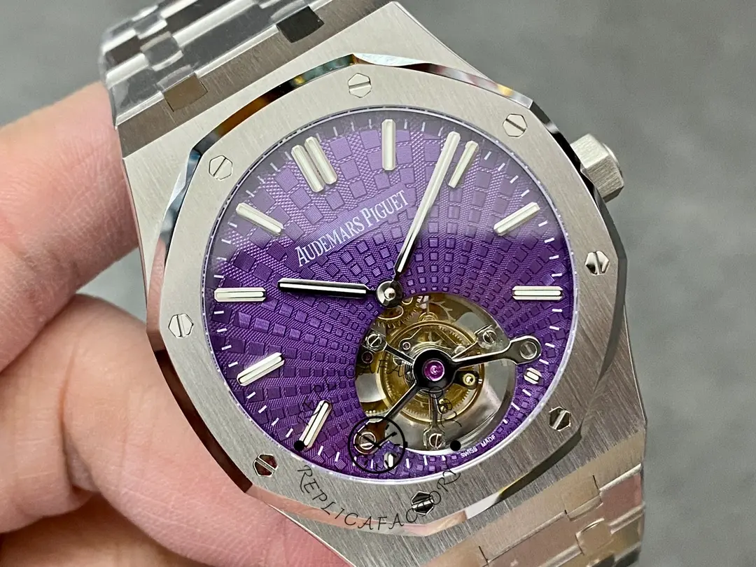 1:1 Clone AP Royal Oak Tourbillon Extra-Thin 41 Purple Dial 26522ST.OO.1220ST.01