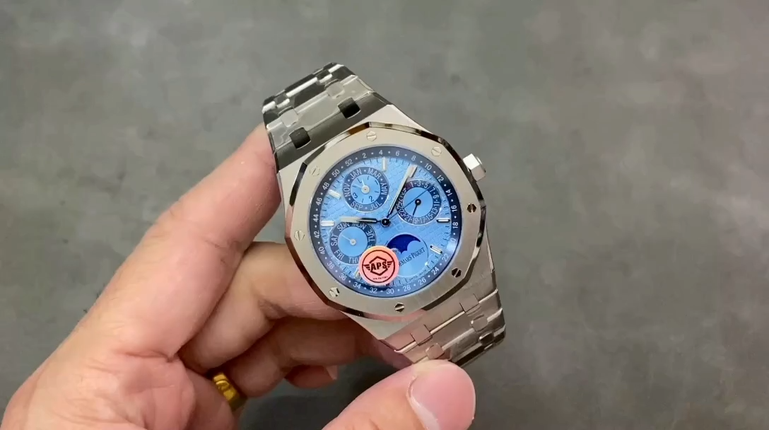 AP 26574PT.OO.1220PT.01 Royal Oak Replica Perpetual Calendar Ice Blue Platinum