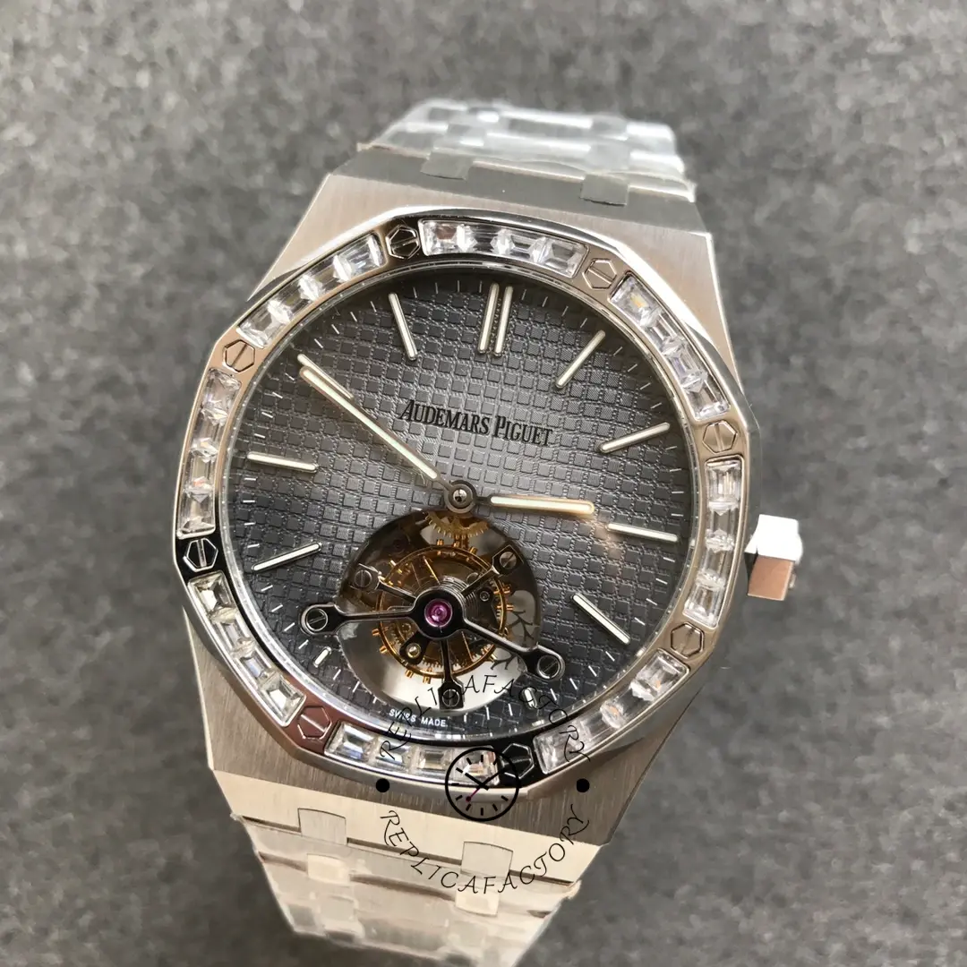 1:1 Clone AP Royal Oak Tourbillon 26516PT.ZZ.1220PT.01 Grey Platinum Diamond