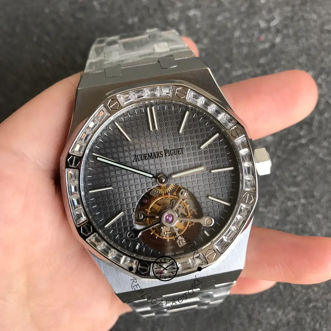 1:1 Clone AP Royal Oak Tourbillon 26516PT.ZZ.1220PT.01 Grey Platinum Diamond