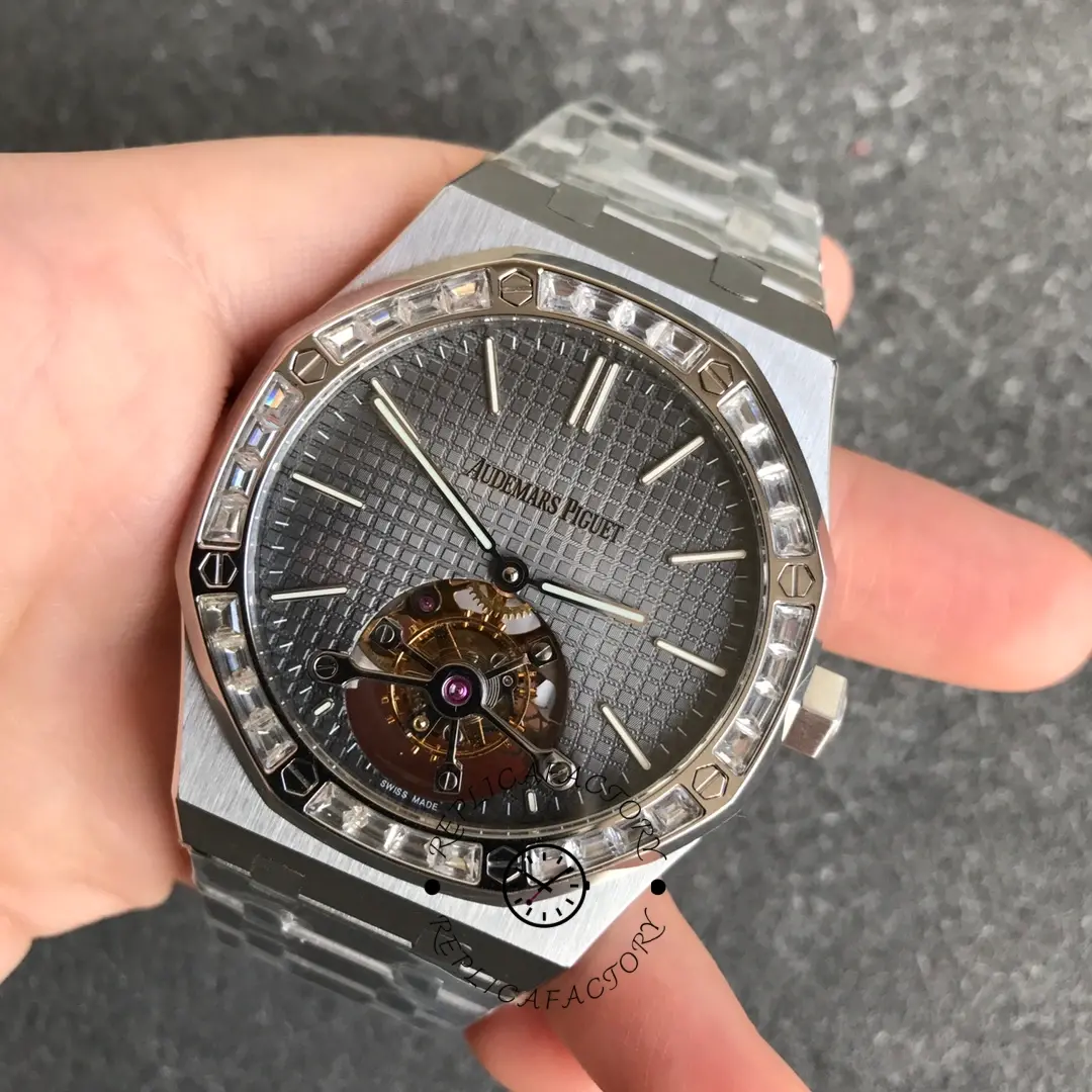 1:1 Clone AP Royal Oak Tourbillon 26516PT.ZZ.1220PT.01 Grey Platinum Diamond
