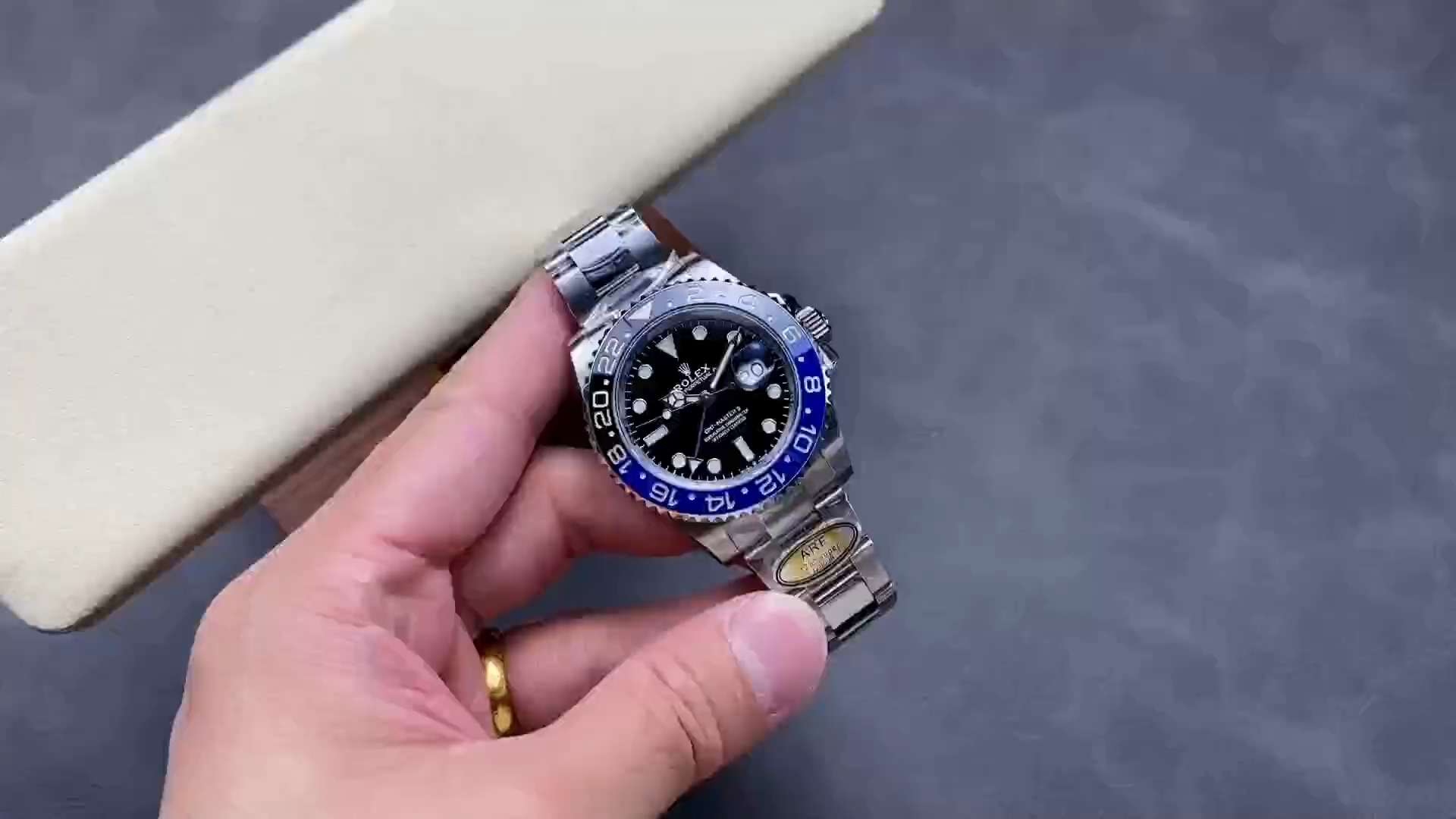 Rolex GMT-Master II 126710BLNR 0003 video, bracelet in hand, close view.