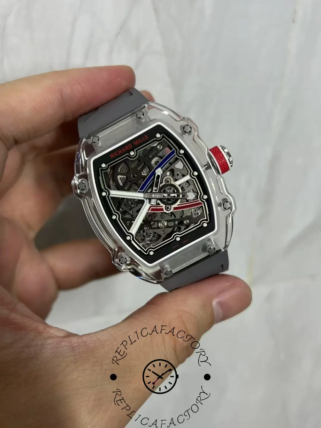 1:1 Clone Richard Mille RM67-02 Skeleton Crystal Case Watch